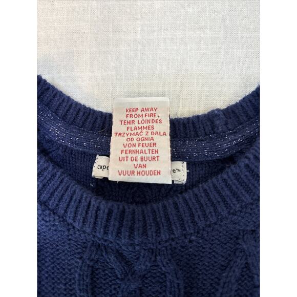 Cupcakes and Cashmere Sweater Dress Navy Cable Knit Ruffle Glitter Accents 5/6 - Picture 10 of 13